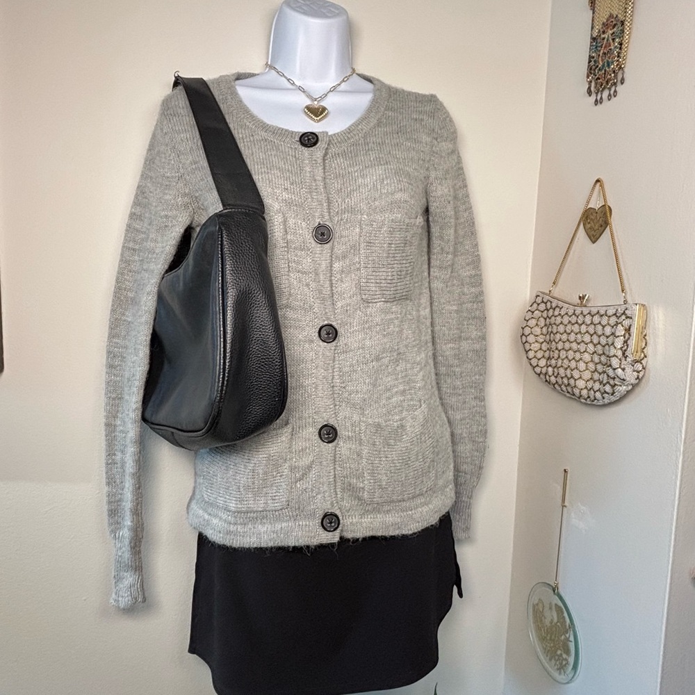 Gap wool grey cardigan vintage 90s alpaca xs extra small coquette